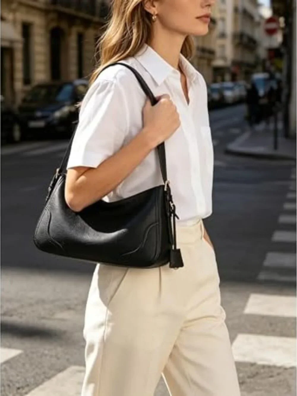 Vintage Genuine Leather Satchel Purse for Women, Top Handle Shoulder Bag